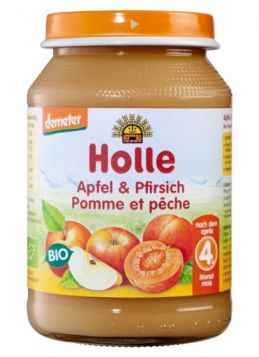 Otroška hrana - bio jabolko in breskev po 4. mesecu - HOLLE, 190g