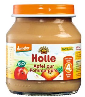 Otroška hrana - bio jabolko pur po 4. mesecu 125g (demeter) - HOLLE, 190g