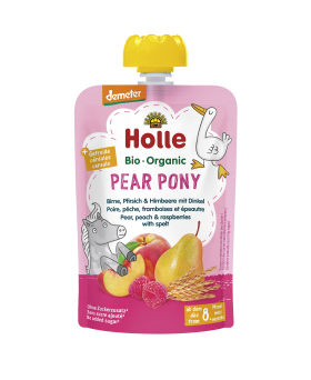 Napitek Pear Pony hruška, breskev, malina in pira bio, 100g - HOLLE, 