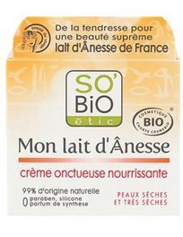 Negovalna zgladitvena krema za obraz za suho kožo z osličjim mlekom - SO’BiO étic