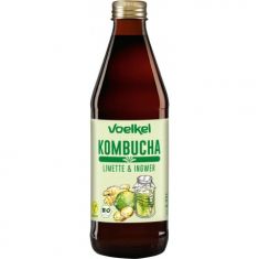 Kombuča napitek limeta ingver bio - VOELKEL, 330 ml